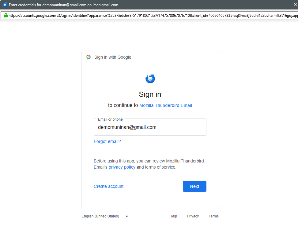 Google sign in
